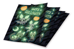 4 Sticker Sheets Cats & Bats Glow in the Dark 175 x 100 cm