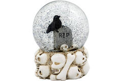 Glass Sphere Gravestone with Crow 6,5 cm x 8,5 cm