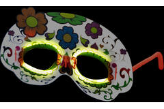 Glow Stick Mask White Floral Plastic 19 x 11 cm