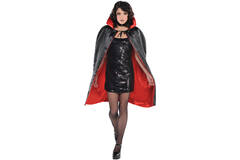 Cape with Collar Black & Red Reversible One Size