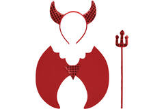 Kids Accessory Kit Foil Devil Wings with Headband and Trident