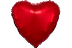 Standard Metallic Red Heart Foil Balloon C16 Packaged 43 cm
