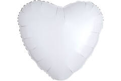 Standard Metallic White Heart Foil Balloon C16 Packaged 43 c