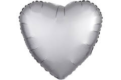 Standard Silk Lustre Silver Heart Foil Balloon C16 Packaged 43 cm