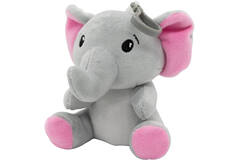2-in-1 plush toy balloon weight elephant with pink ears, with hook, 11cm, 90g