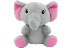 2-in-1 plush toy balloon weight elephant with pink ears, with hook, 11cm, 90g