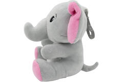 2-in-1 plush toy balloon weight elephant with pink ears, with hook, 11cm, 90g