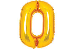 Medium Number 0 Gold Foil Balloon N26 Packaged 26IN 67 cm x 47 cm