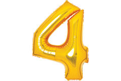 Medium Number 4 Gold Foil Balloon N26 Packaged 26IN 74 cm x 51 cm