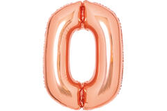 Medium Number 0 Rose Gold Foil Balloon N26 Packaged 26IN 67 cm x 47 cm