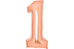 Medium Number 1 Rose Gold Foil Balloon N26 Packaged 26IN 65 cm x 35 cm