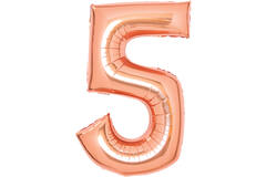 Medium Number 5 Rose Gold Foil Balloon N26 Packaged 26IN 72 cm x 52 cm