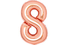 Medium Number 8 Rose Gold Foil Balloon N26 Packaged 26IN 74 cm x 49 cm