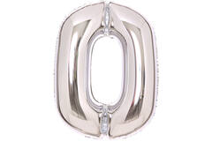 Medium Number 0 Silver Foil Balloon N26 Packaged 26IN 67 cm x 47 cm