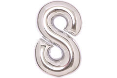 Medium Number 8 Silver Foil Balloon N26 Packaged 26IN 74 cm x 49 cm