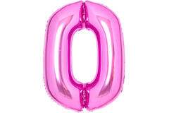 Medium Number 0 Pink Foil Balloon N26 Packaged 26IN 67 cm x 47 cm