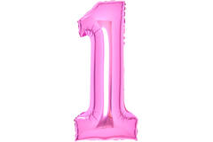 Medium Number 1 Pink Foil Balloon N26 Packaged 26IN 65 cm x 35 cm