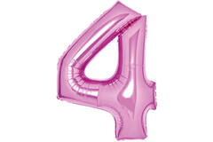 Medium Number 4 Pink Foil Balloon N26 Packaged 26IN 74 cm x 51 cm