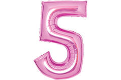 Medium Number 5 Pink Foil Balloon N26 Packaged 26IN 72 cm x 52 cm