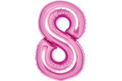 Medium Number 8 Pink Foil Balloon N26 Packaged 26IN 74 cm x 49 cm