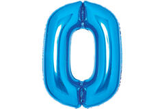 Medium Number 0 Blue Foil Balloon N26 Packaged 26IN 67 cm x 47 cm