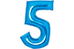 Medium Number 5 Blue Foil Balloon N26 Packaged 26IN 72 cm x 52 cm