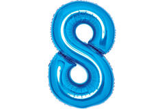 Medium Number 8 Blue Foil Balloon N26 Packaged 26IN 74 cm x 49 cm
