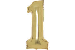 Large Number 1 White Gold Foil Balloon N34 Packaged 82 cm x 37 cm