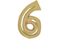 Large Number 6 White Gold Foil Balloon N34 Packaged 92 cm x 55 cm