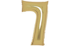 Large Number 7 White Gold Foil Balloon N34 Packaged 88 cm x 53 cm
