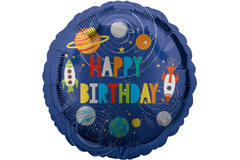 Standard Holographic HBD Outer Space Foil Balloon C55 Packaged 43 cm