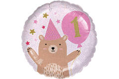 Standard Holographic 1st Birthday Cupcake Girl Foil Balloon C55 Packaged 43 cm