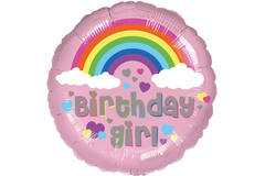 Standard HBD Rainbow Girl Foil Balloon C40 Packaged 43 cm