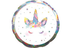 Standard Holographic Iridescent Unicorn Party Foil Balloon C55 Packaged 43 cm