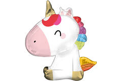 Large Shape Sitting Unicorn Foil Balloon H40 Packaged 54 cm x 70 cm