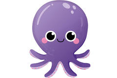 Standard Shape Ocean Buddies Octopus Foil Balloon C50 Packaged 45cm x 55cm