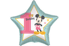 Standard Mickey 1st Birthday Foil Balloon C60 Packaged 43 cm