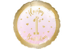 Standard 1st Birthday Girl Foil Balloon C40 Packaged 43 cm