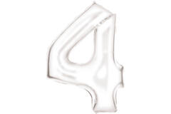 Large Number Silk Lustre 4 White Foil Balloon N34 Packaged 93 cm x 65 cm