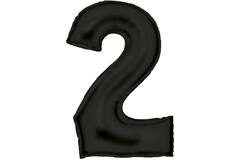 Large Number Silk Lustre 2 Black Foil Balloon N34 Packaged 86 cm x 55 cm