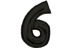 Large Number Silk Lustre 6 Black Foil Balloon N34 Packaged 92 cm x 55 cm