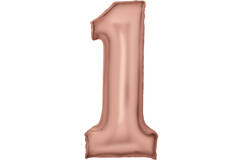 Large Number Silk Lustre 1 Rose Gold Foil Balloon N34 Packaged 82 cm x 37 cm