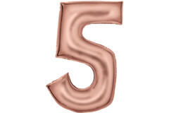 Large Number Silk Lustre 5 Rose Gold Foil Balloon N34 Packaged 89 cm x 55 cm