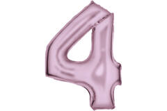 Large Number Silk Lustre 4 Pastel Pink Foil Balloon N34 Packaged 34IN 93 cm x 65 cm