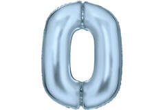 Large Number Silk Lustre 0 Pastel Blue Foil Balloon N34 Packaged 34IN 90 cm x 64 cm