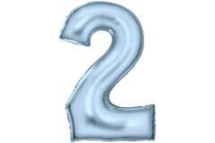Large Number Silk Lustre 2 Pastel Blue Foil Balloon N34 Packaged 34IN 86 cm x 55 cm