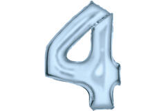 Large Number Silk Lustre 4 Pastel Blue Foil Balloon N34 Packaged 34IN 93 cm x 65 cm