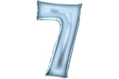 Large Number Silk Lustre 7 Pastel Blue Foil Balloon N34 Packaged 34IN 88 cm x 53 cm