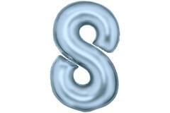 Large Number Silk Lustre 8 Pastel Blue Foil Balloon N34 Packaged 34IN 86 cm x 54 cm