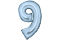 Large Number Silk Lustre 9 Pastel Blue Foil Balloon N34 Packaged 34IN 91 cm x 57 cm